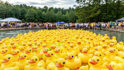 Rubber Duck Hunt event with excited participants in Georgia Rubber Duck Hunt event with excited participants in Georgia