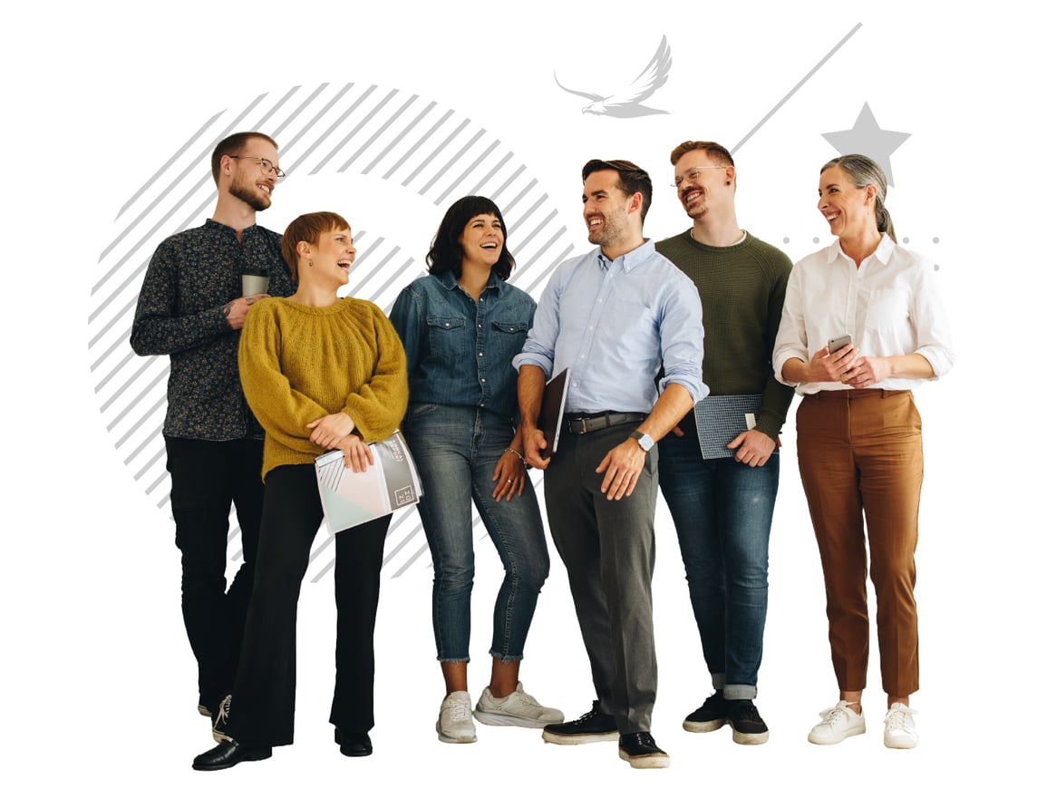 Corporate team laughing together